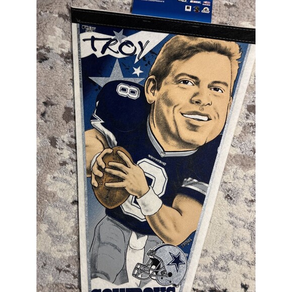 VTG Dallas Cowboys Troy Aikman 90s NFL Wincraft Pennant USA NEW - Picture 3 of 7